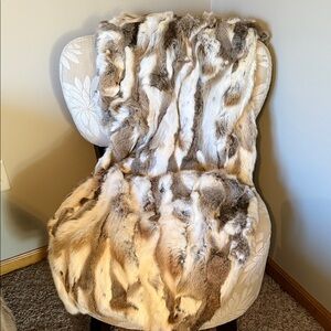 Luxurious Genuine Rabbit Fur Throw Blanket